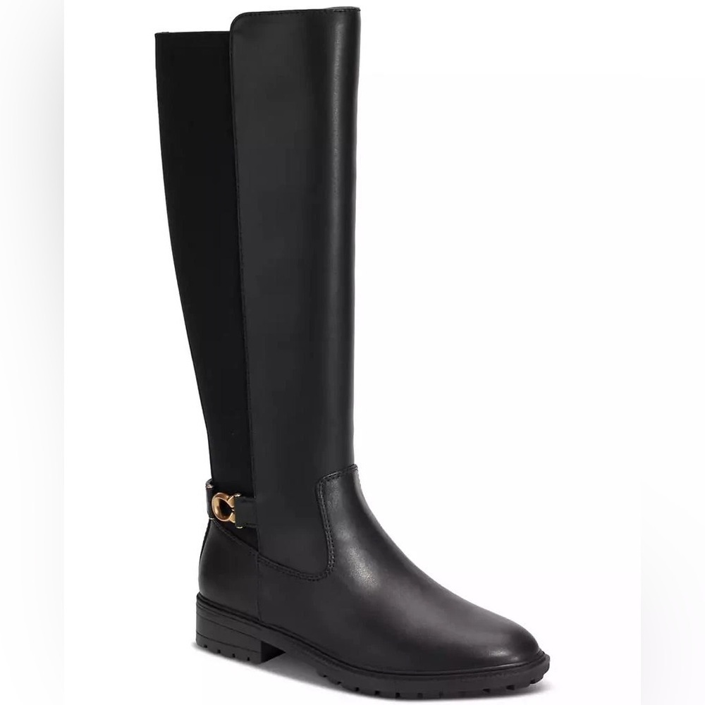 Women's Faith Knee High Lug Sole Riding Boots - Picture 1 of 8